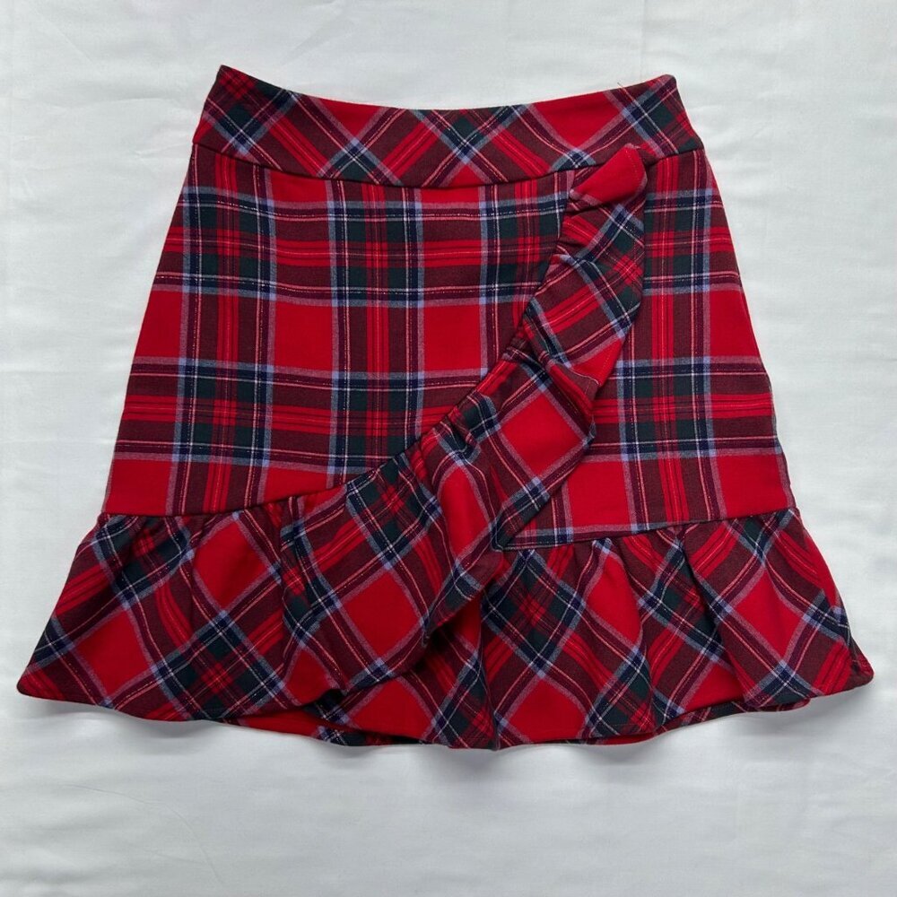 Vineyard Vines Nantucket Lurex Tartan Red Ruffle Skirt NWT Size 00 - Picture 12 of 15